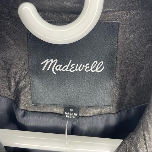 NWT New Madewell The Washed Leather Motorcycle Jacket in True Black Size S - Picture 8 of 10